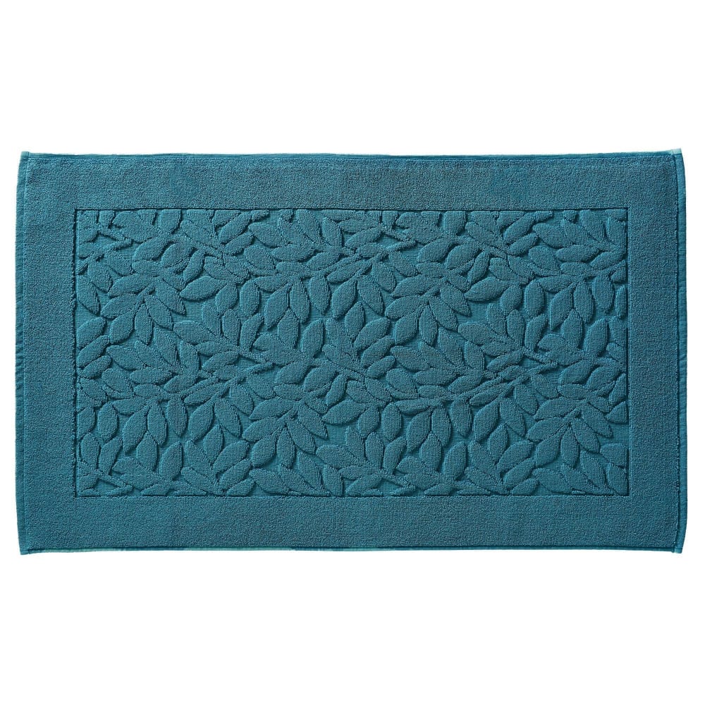 Tapis de bain en coton bleu 60x100cm