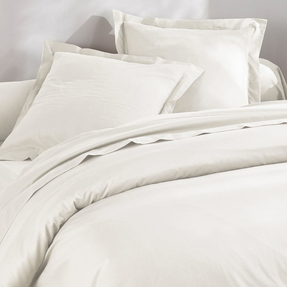 Housse de couette en coton blanc ivoire 140x200cm — vue 4