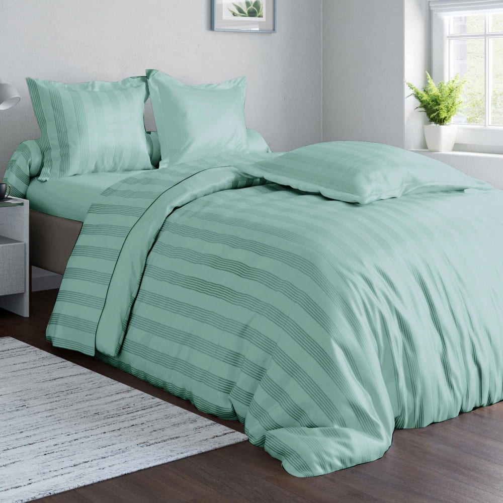 Housse de couette en coton bleu céladon 200x200cm