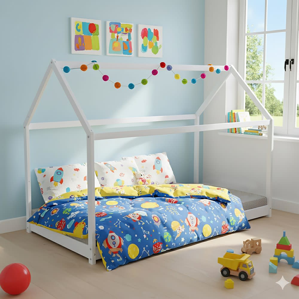 Lit cabane avec sommier blanc 90x200 - Maisons du Monde