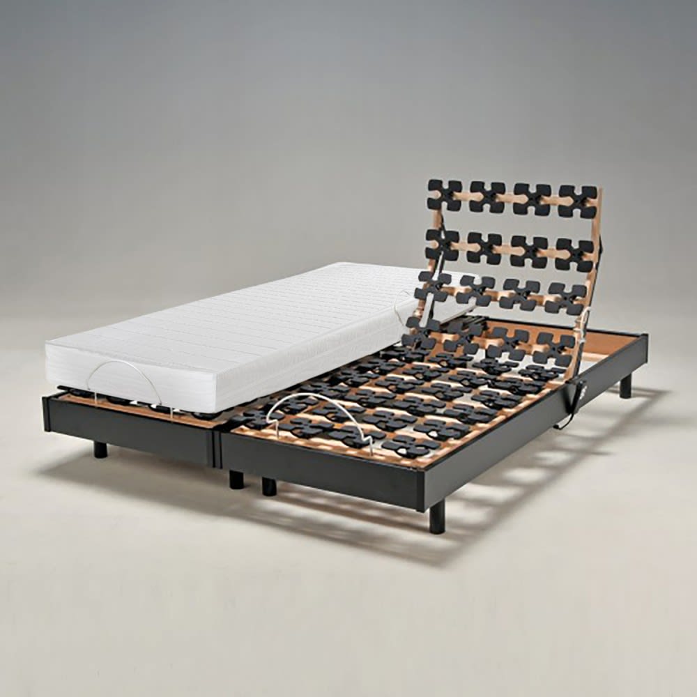 Lot de 2 sommiers relaxation électrique avec matelas, noir, 80x200 cm - Maisons du Monde
