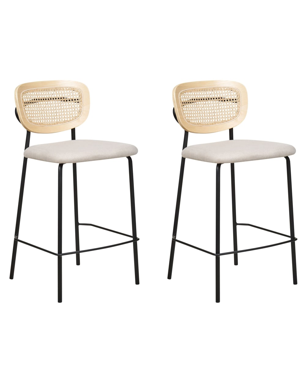 Set Mit 2 BarstüHlen Aus Stoff, Naturfarben