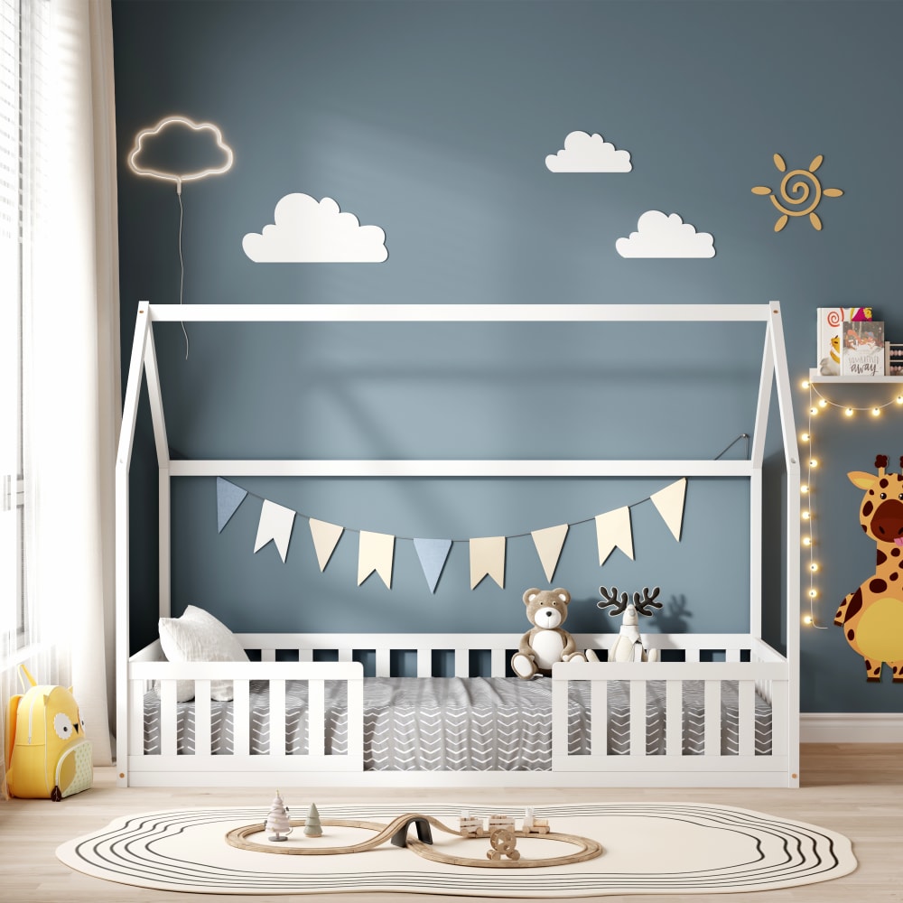 Lit cabane blanc 90x190 (Minea) - Image 2