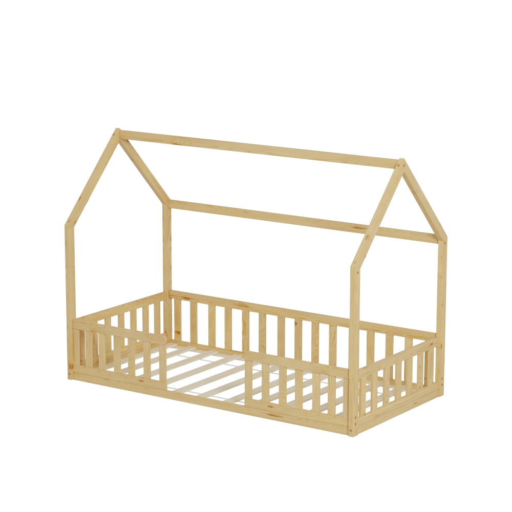 Lit cabane avec barrière Bois   (matelas non inclus) 90x190 cm