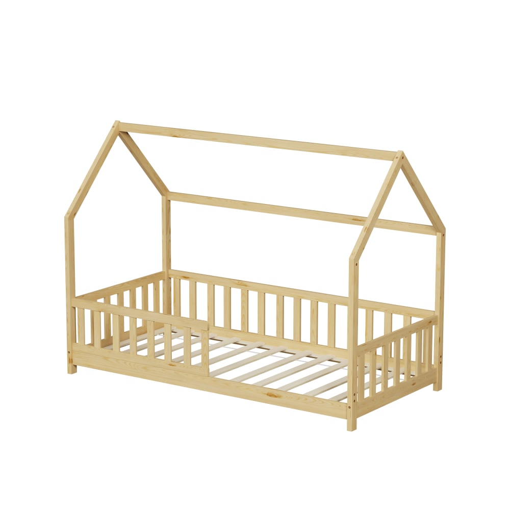 MINEA - Lit cabane avec barrière Bois   (matelas non inclus) 90x190 cm