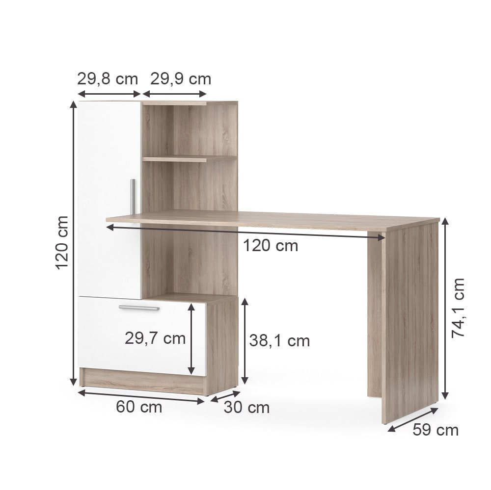 Schreibtisch, Sonoma/Weiß 150 x 120.1cm - Maisons Du Monde