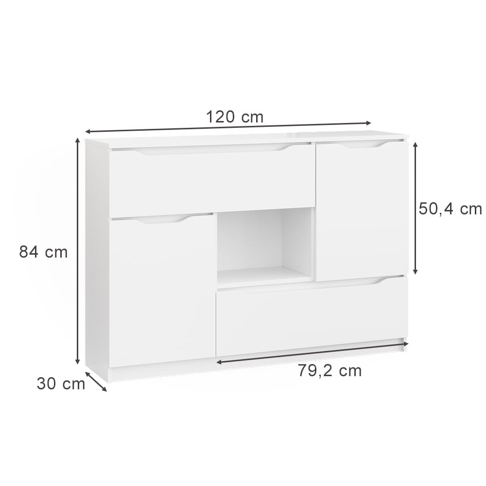 Commode avec tiroirs, blanc 120 x 84cm - Maisons du Monde