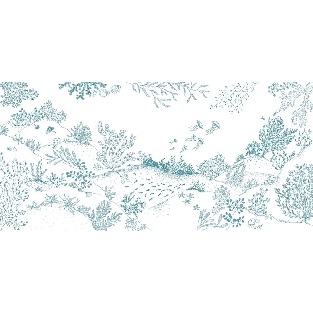 Papier peint enfant jardin sous-marin, vert 450 x 250cm - Maisons du Monde