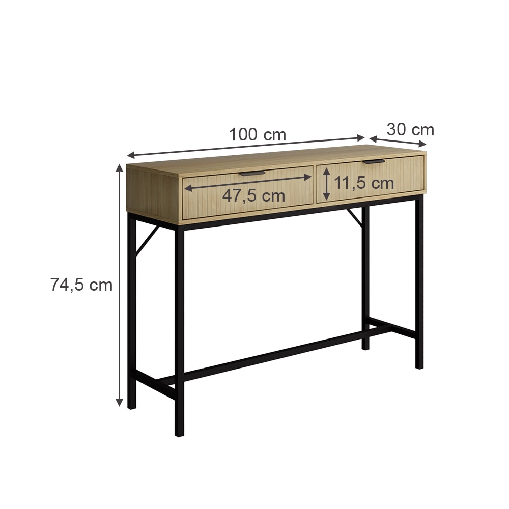 Schminktisch mit 2 Schubladen Eiche 100x75cm - Maisons Du Monde