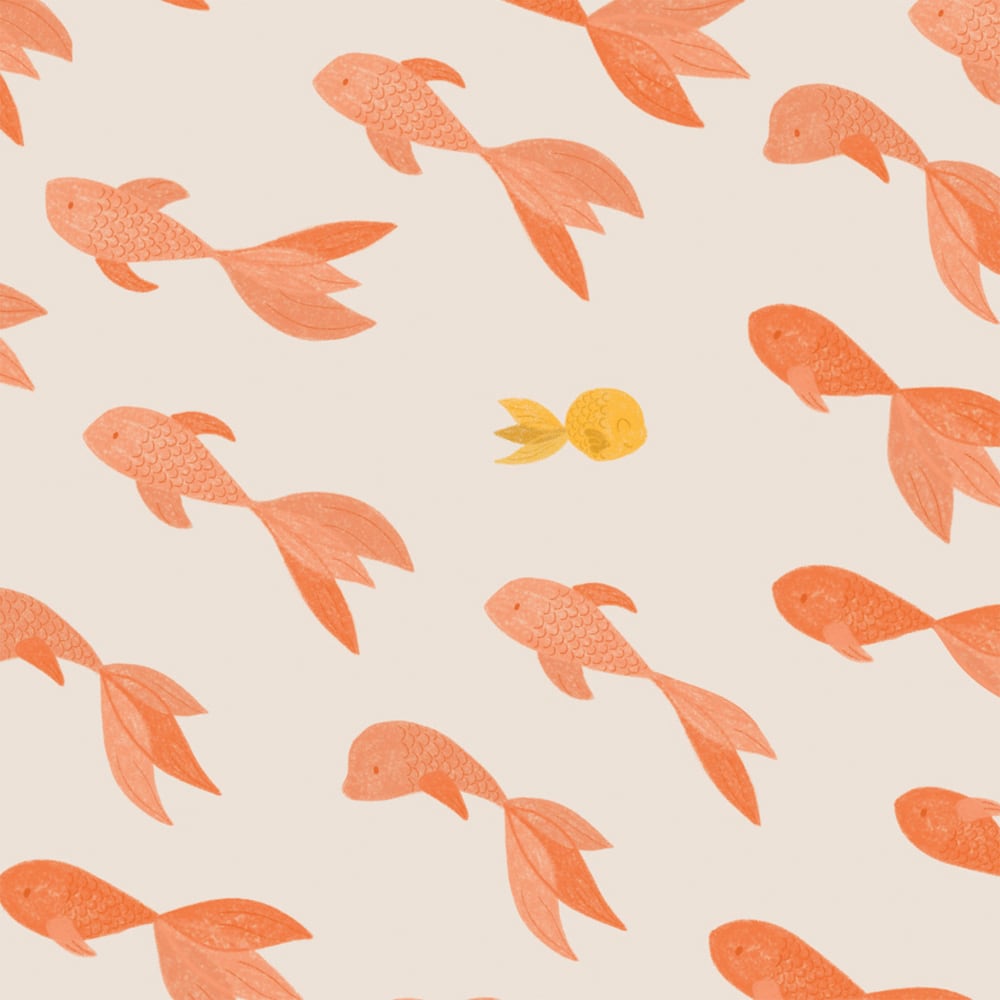 Papier peint nage droit devant toi, orange 300 x 250cm — vue 4