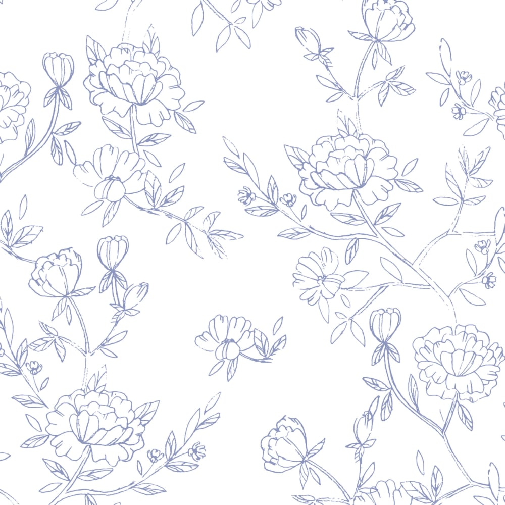 Papier peint pivoines, bleu 525 x 250cm — vue 4