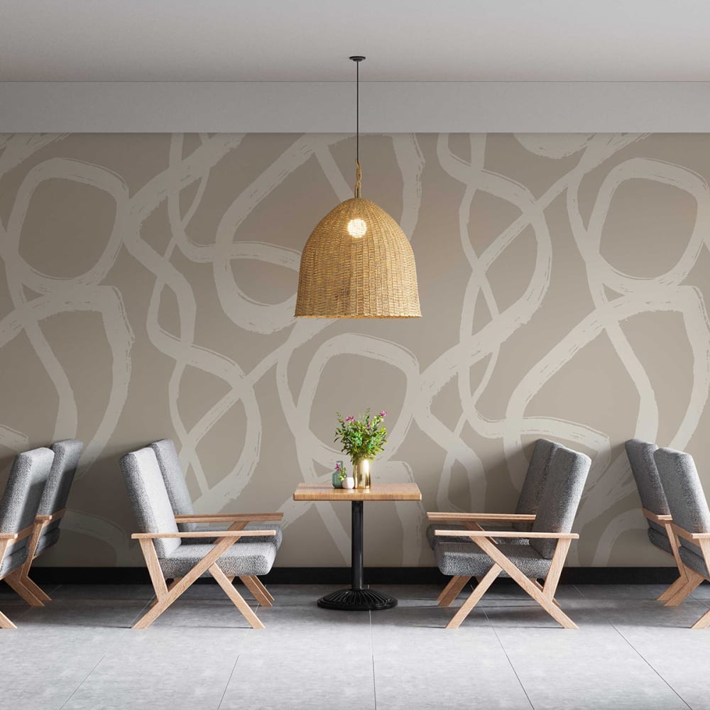 Papier peint panoramique art line, beige 450 x 250cm — Beyit
