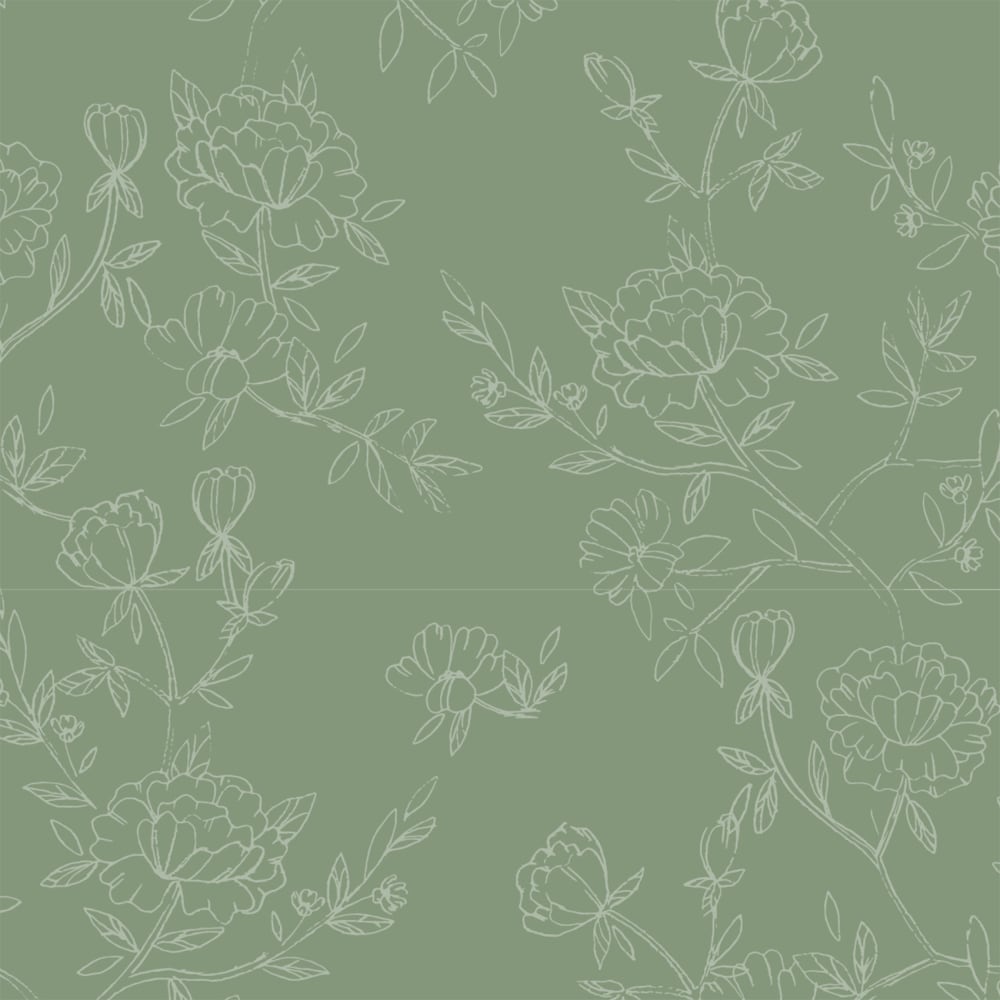 Papier peint pivoines, vert 525 x 250cm — vue 4