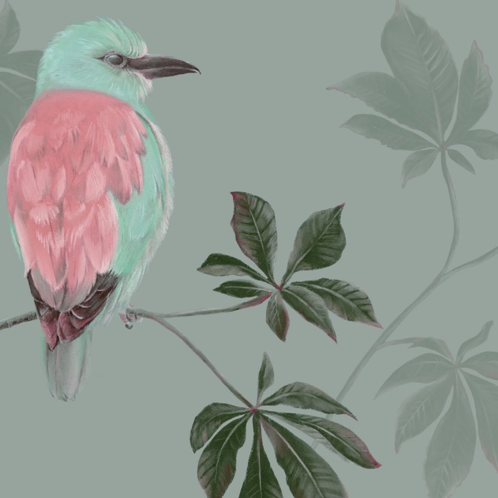 Papier peint motif marronniers, vert de gris 525 x 250cm — vue 4