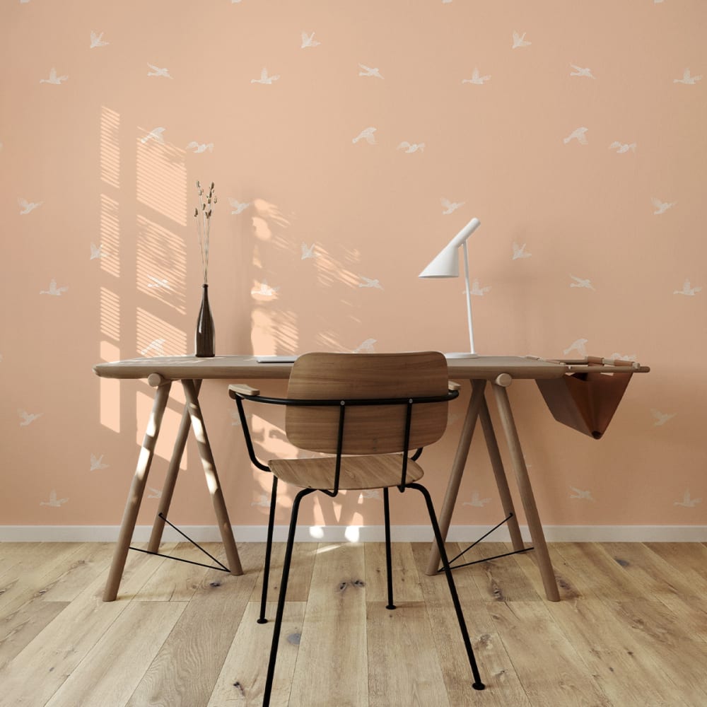 Papier peint  hirondelles, - orange