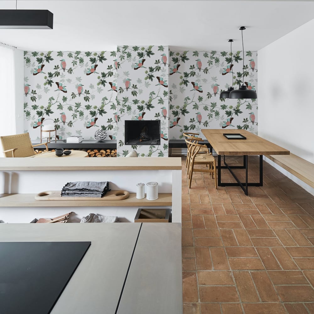 papier peint  motif marronniers,