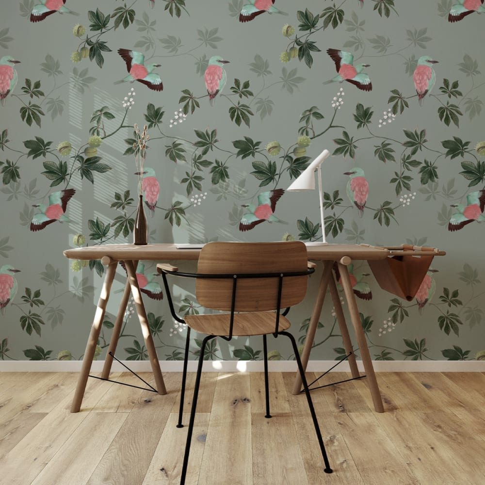 papier peint  motif marronniers,