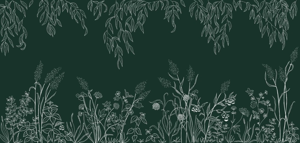 Papier peint sous la canopée, vert foncé 450 x 250cm — vue 3