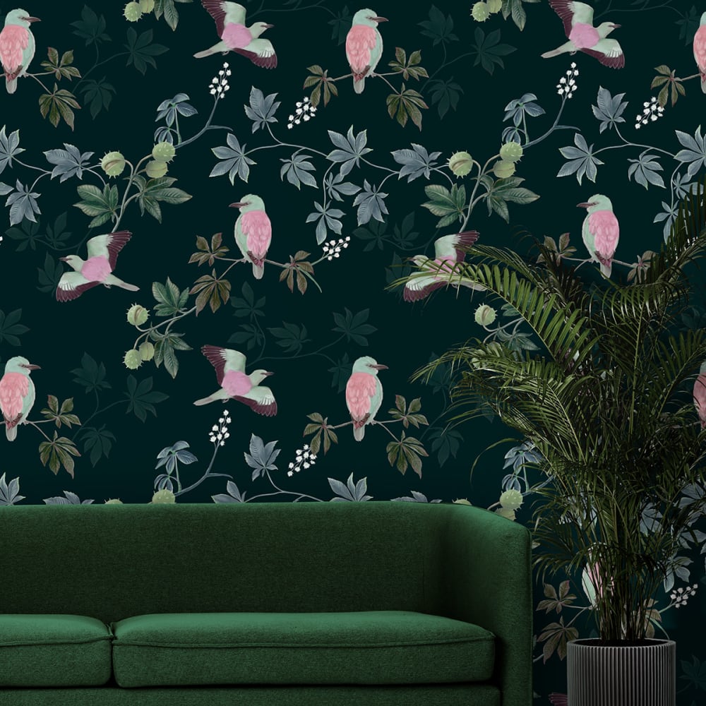 papier peint  motif marronniers,