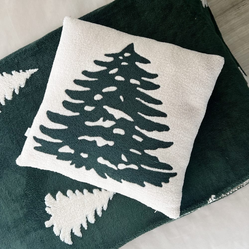 Funda de Cojín Árbol Navidad Borreguillo 45x45 cm