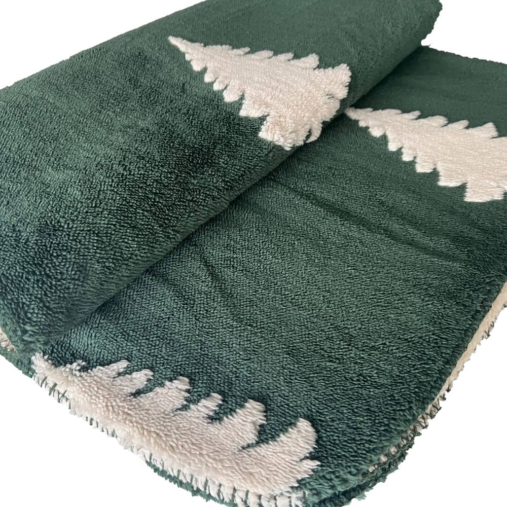 Manta verde pino navidad abeto 130x170