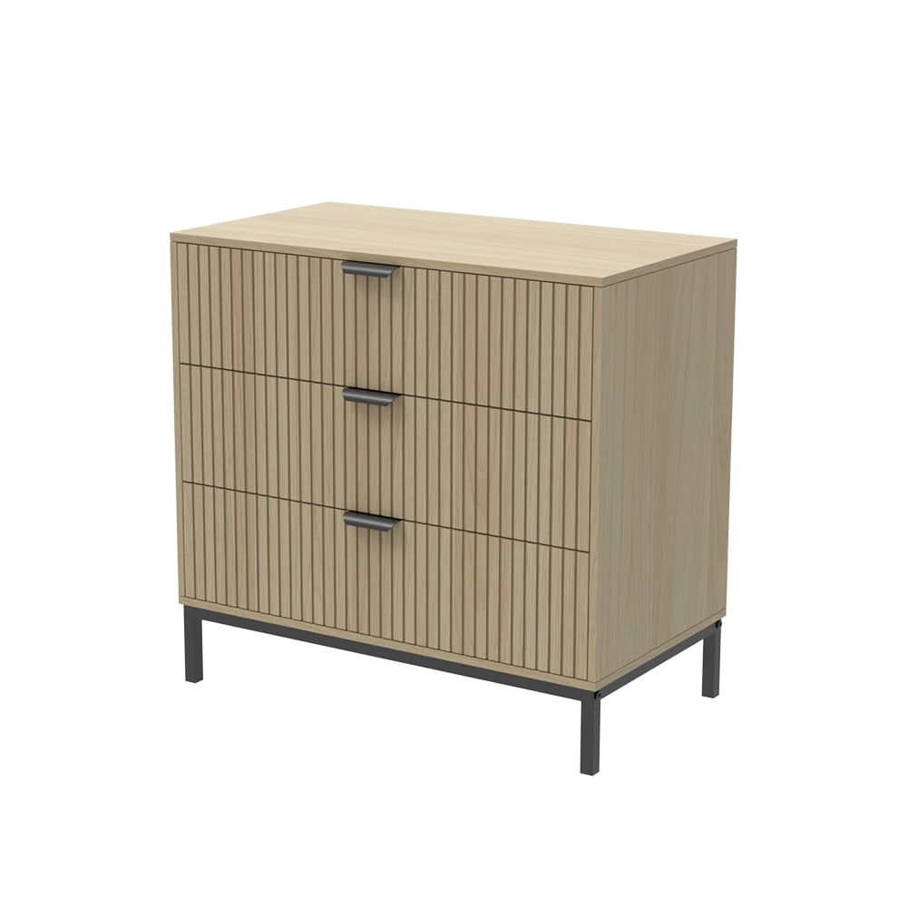 Vicco Kommode mit 3 Schubladen Eiche 72x69cm style modern Braun Spanplatte