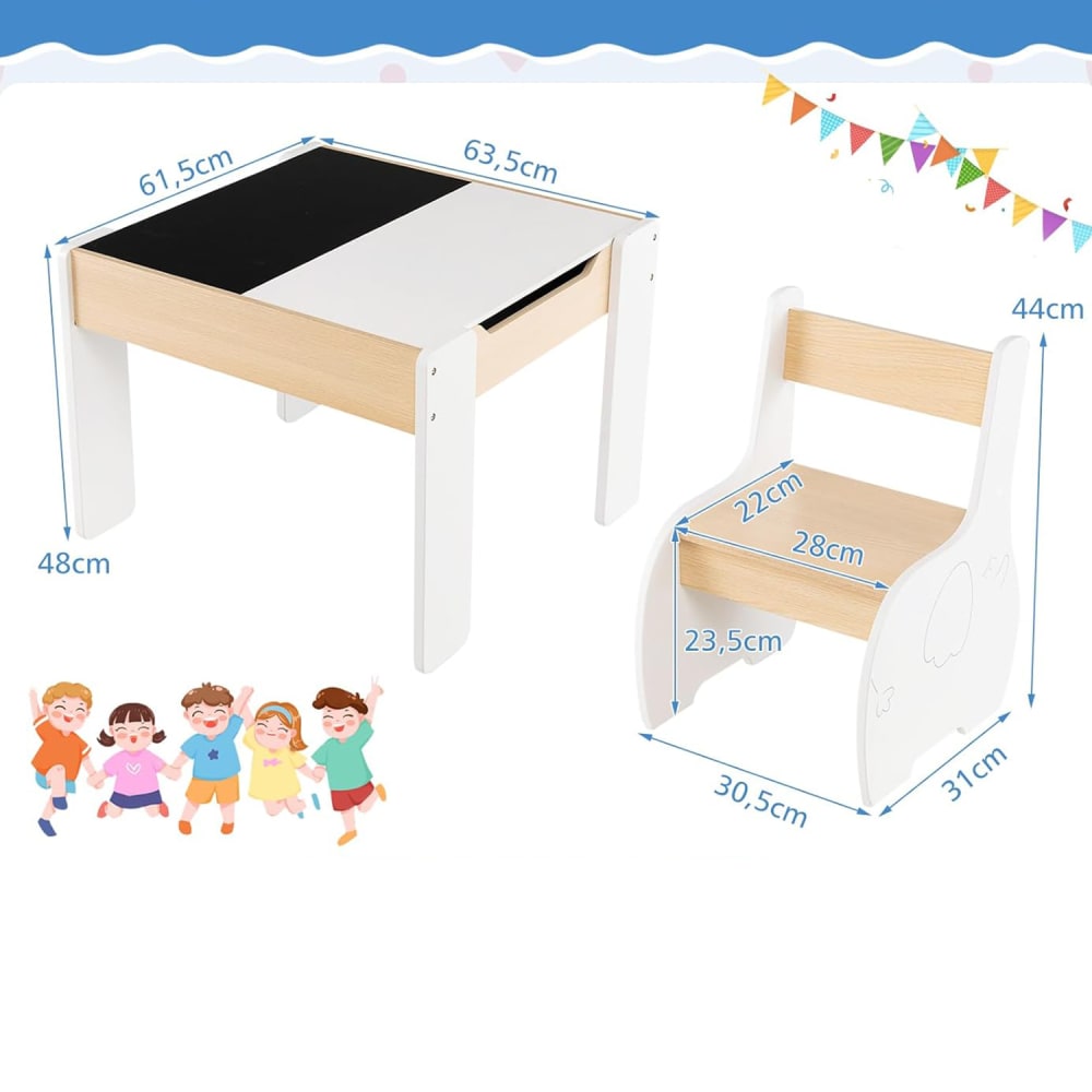 Ensemble table et chaises enfants plateau rabattable (Giantex) - Image 1