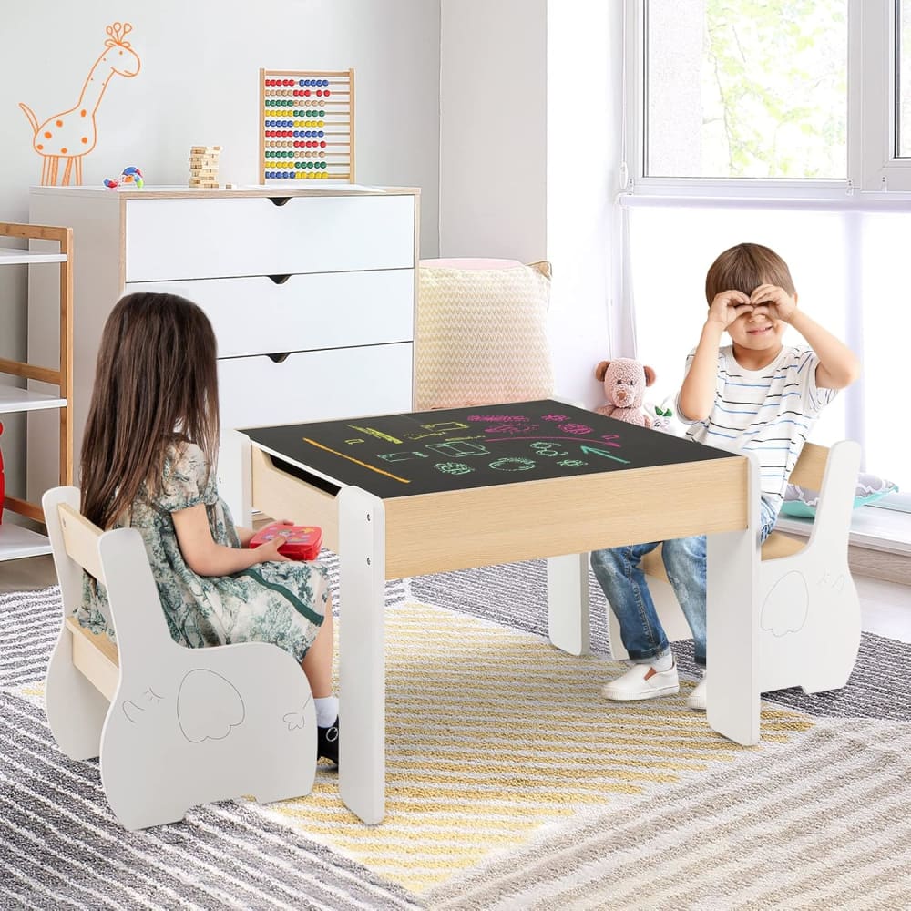 Ensemble table et chaises enfants plateau rabattable (Giantex) - Image 2