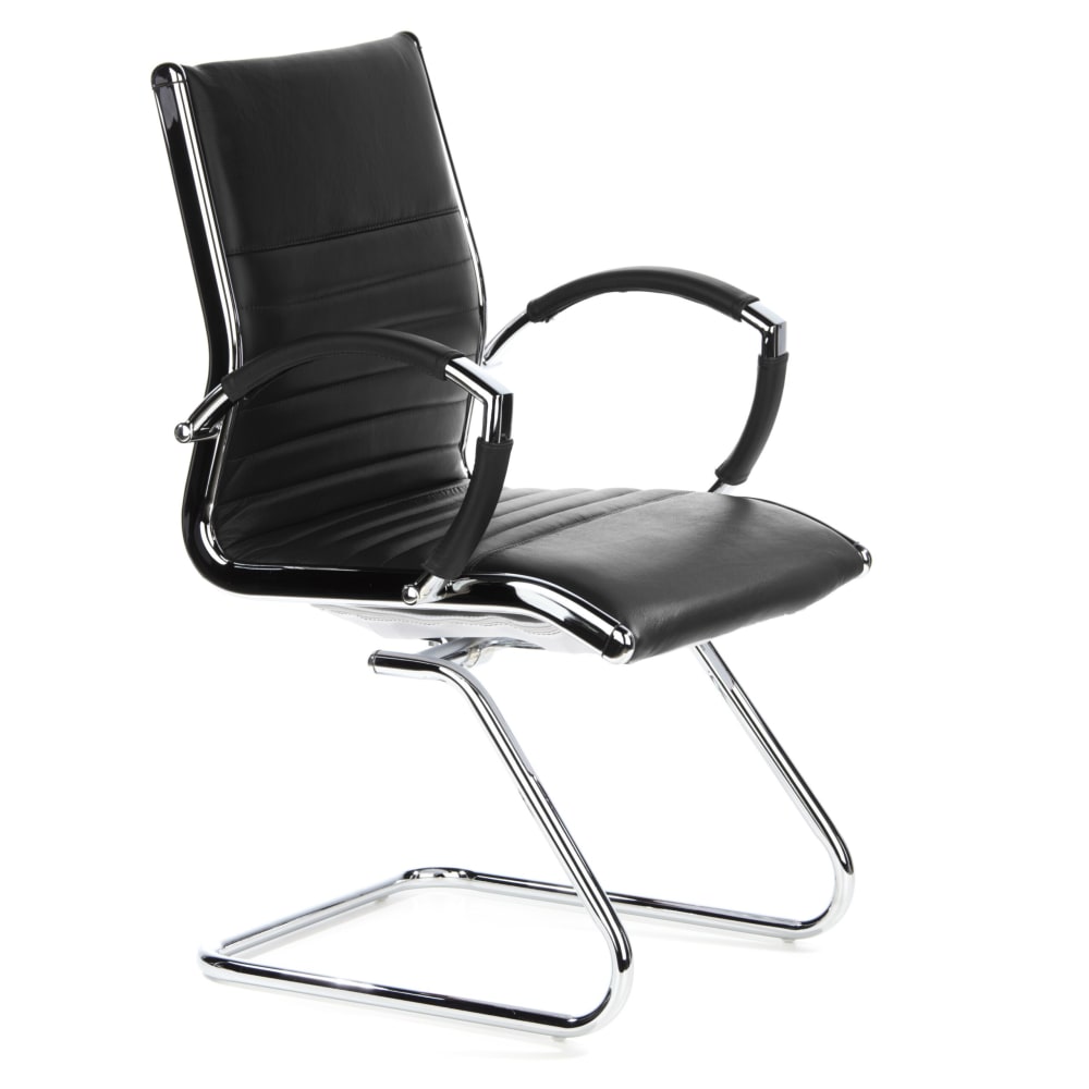 Freischwinger aus Leder, Schwarz - Maisons Du Monde