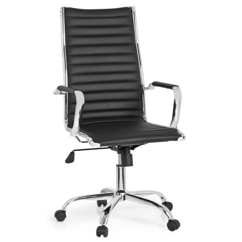 hjh OFFICE Profi Chefsessel aus Kunstleder, Schwarz Schwarz Stoff