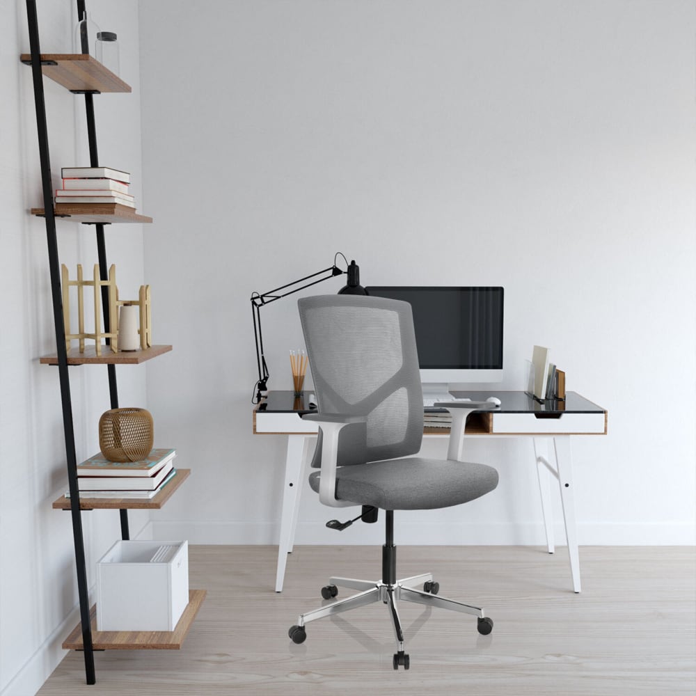 Home Office Bürostuhl aus Stoff / Netzstoff, Grau - Maisons Du