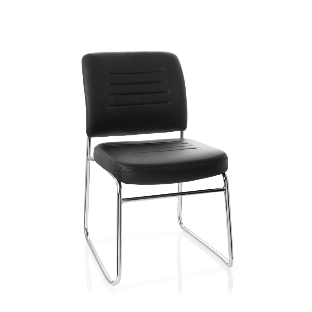 hjh OFFICE Besucherstuhl Konferenzstuhl aus Kunstleder, Schwarz Schwarz Stoff