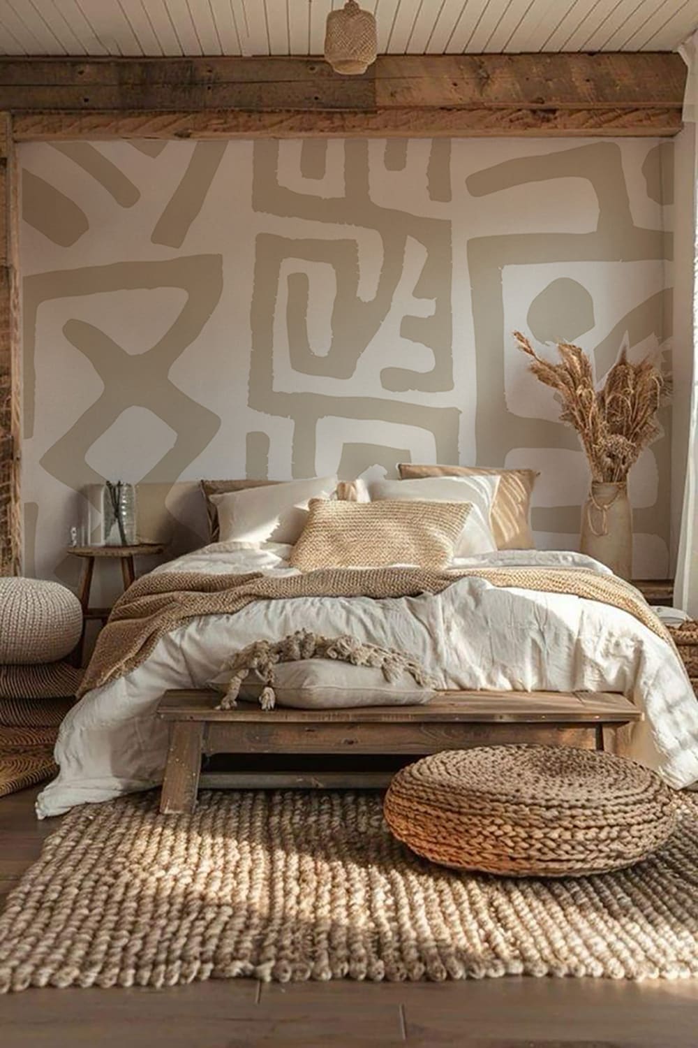 Papier peint panoramique abstrait beige – h250 x l300 cm (6 lés) — vue 3