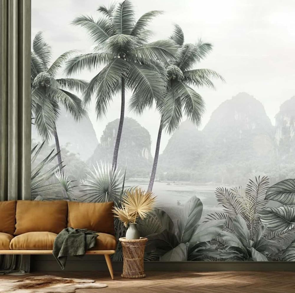 Papier peint panoramique tropical vert – h300 x l450 cm (9 lés) — vue 3