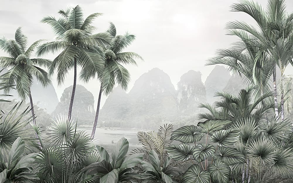 Papier peint panoramique tropical vert – h300 x l450 cm (9 lés) — vue 4