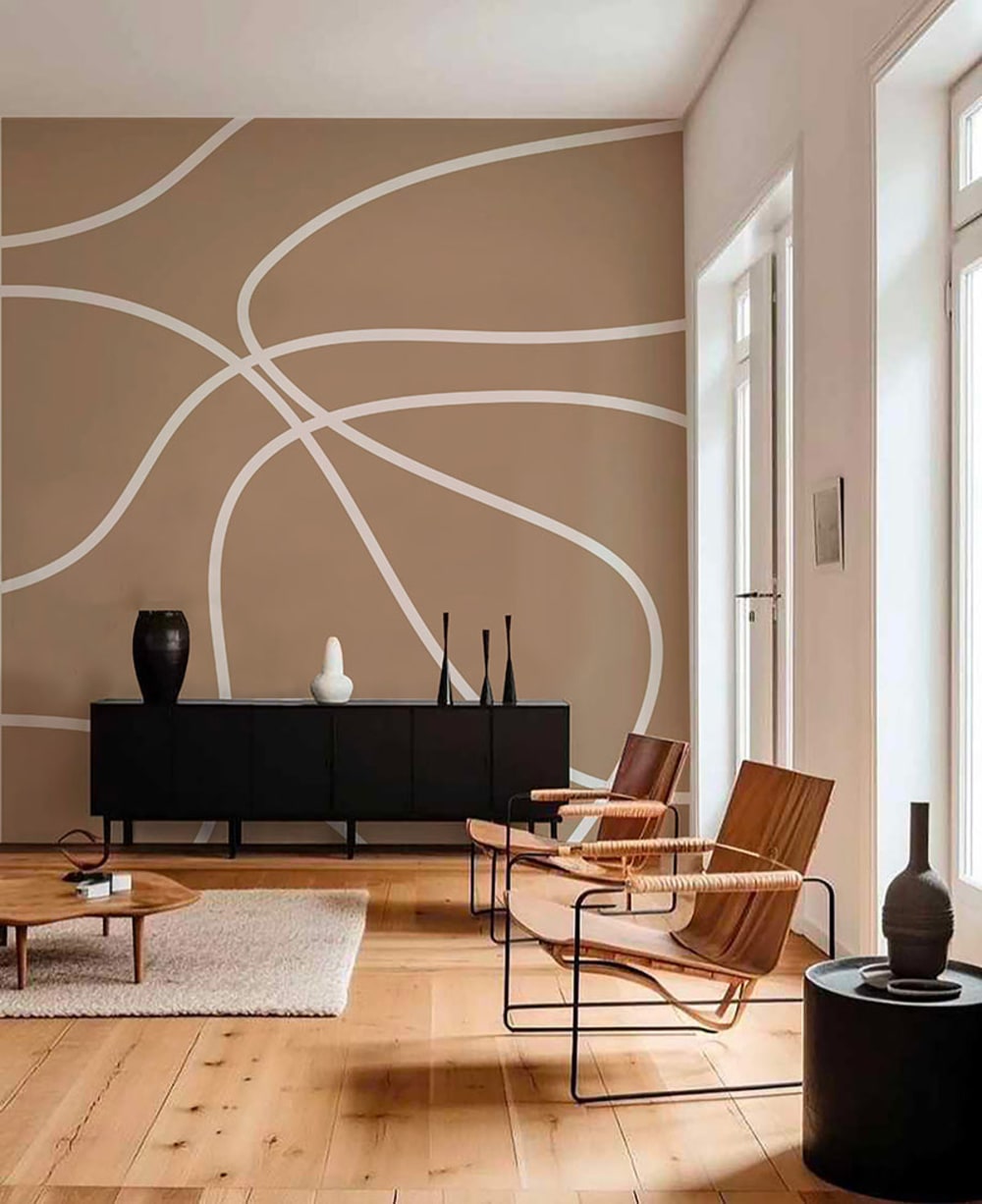 Papier peint minimaliste beige – h250 x l200 cm (4 lés) — vue 4