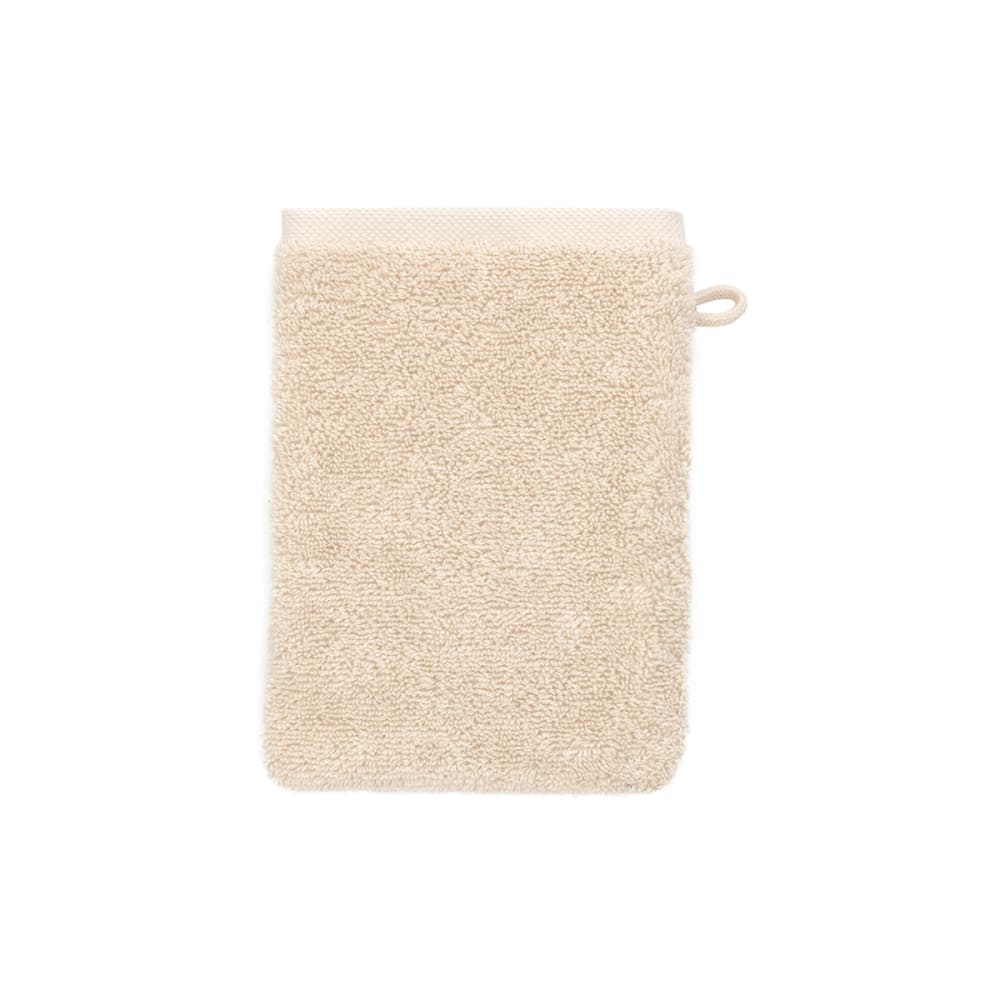 Gant de toilette en  coton beige 15 x 21 cm
