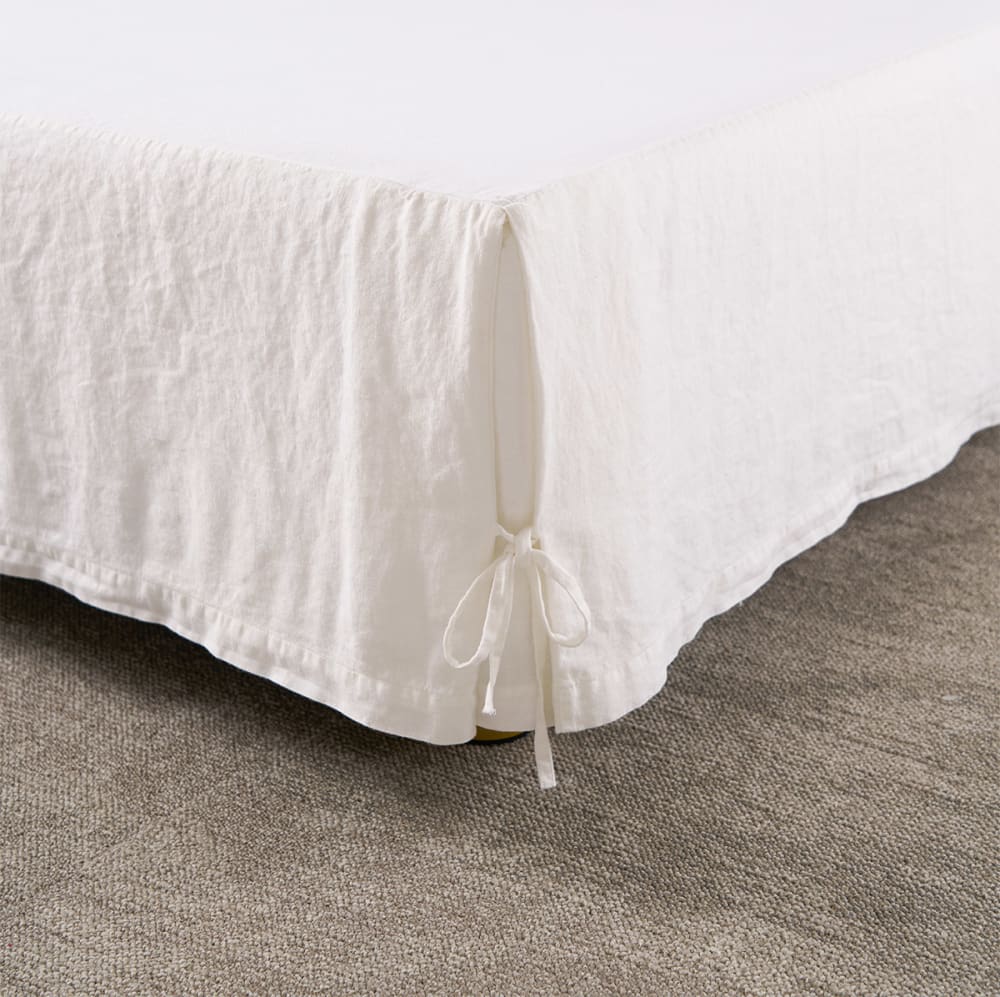 Cache sommier en lin blanc 80 x 200 cm