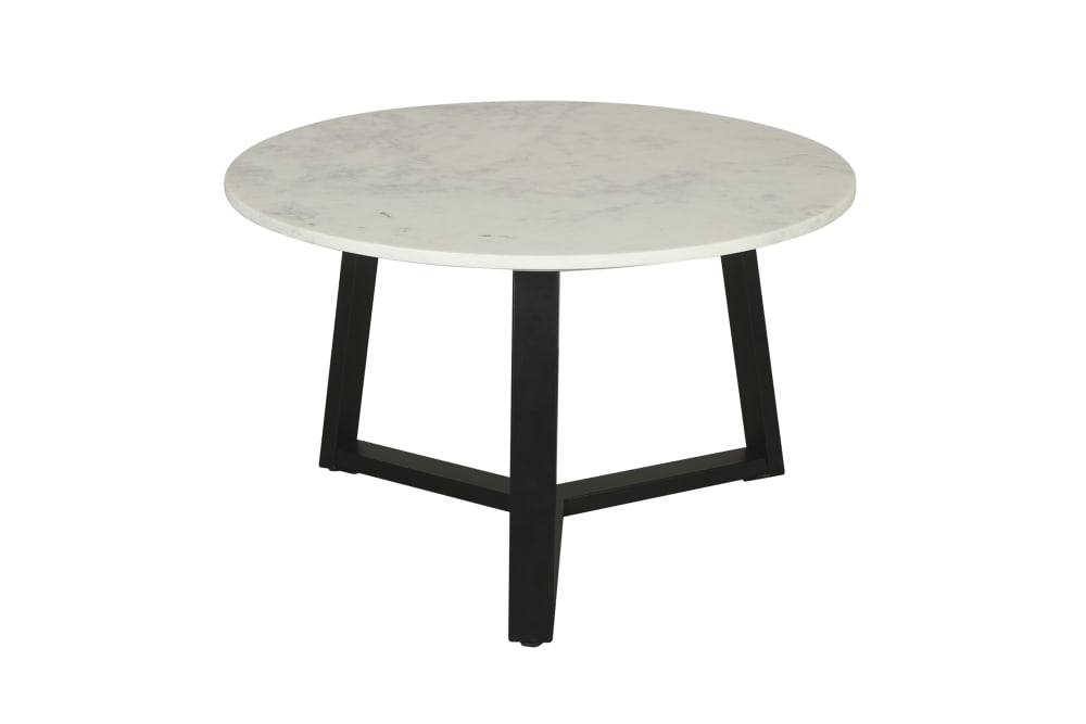 ByLiving Couchtisch, Tischplatte aus Marmor, Gestell Metall, D 75xH 46 cm, weiß - Marmor