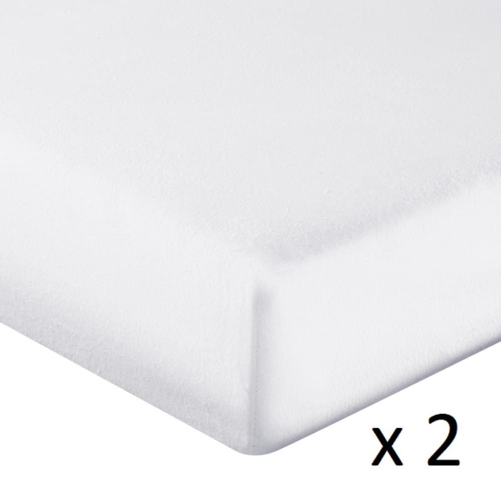 Lot de 2 protège-matelas imperméables coton blanc 160x200 cm — vue 4