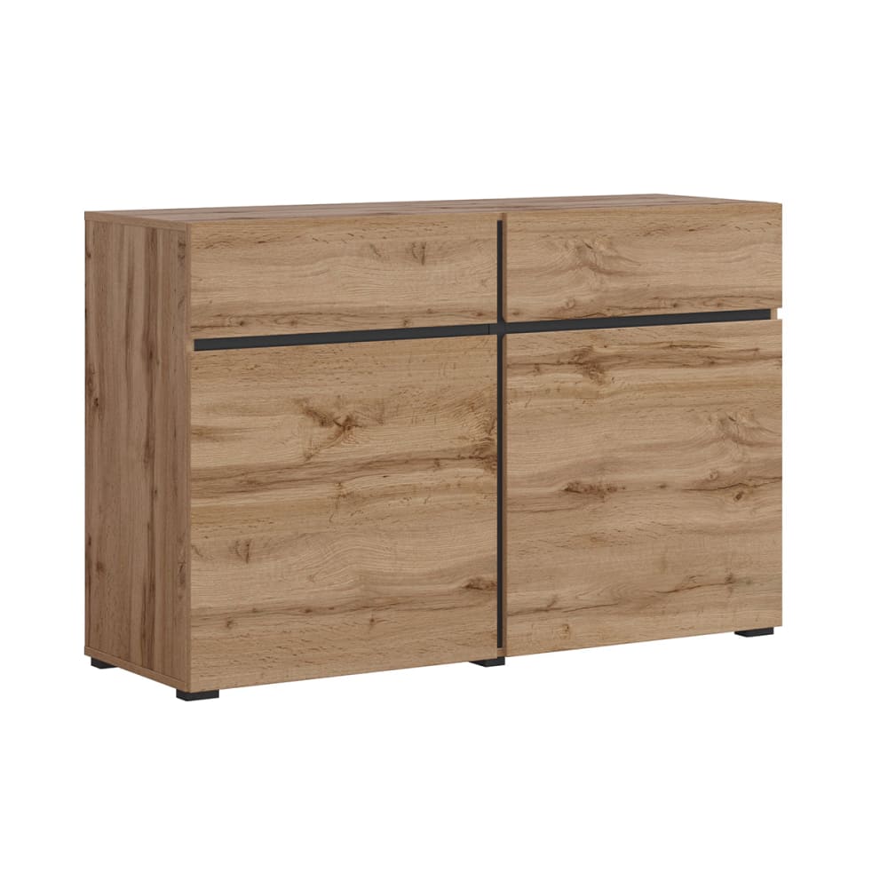 Petits meubles Buffet 2 portes 2 tiroirs panneaux stratifiés marron Marron Panneau De Particules - 119x78x40cm