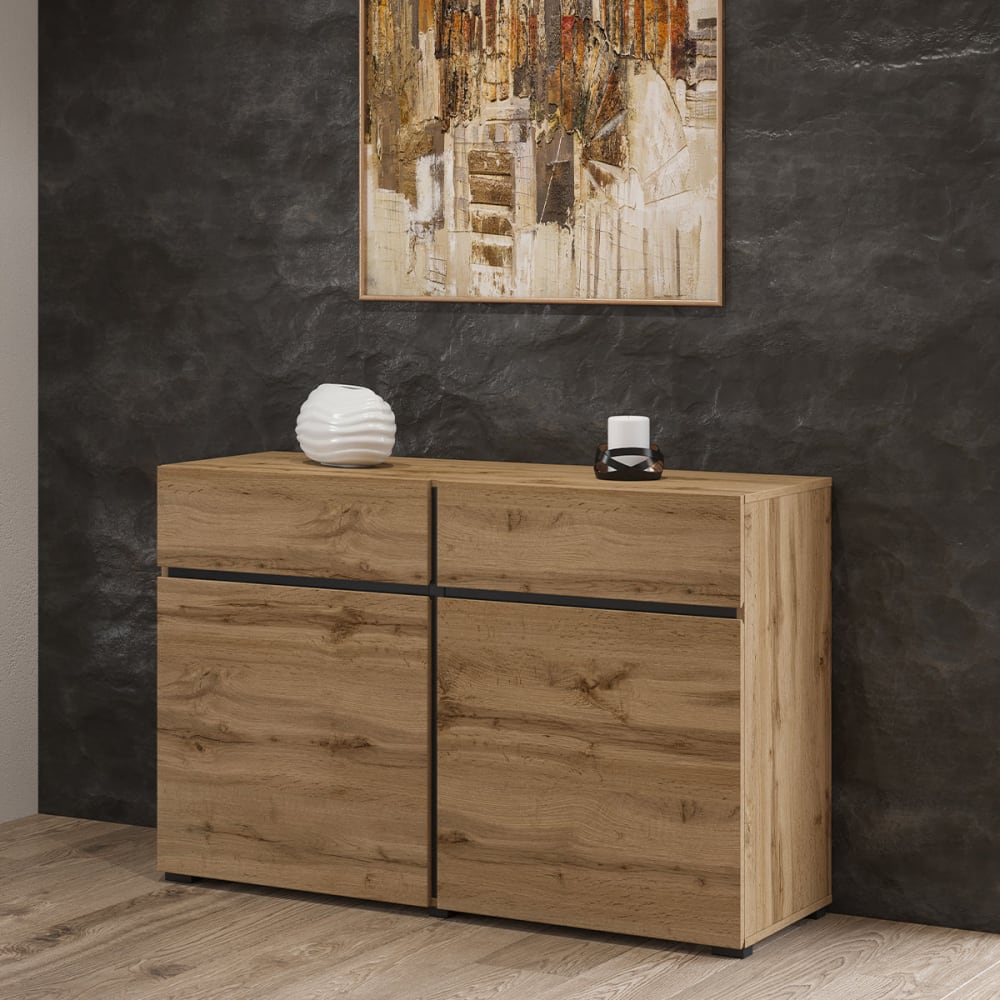 Sideboard 2 Türen 2 Schubladen Laminierte Platten Holz - Maisons