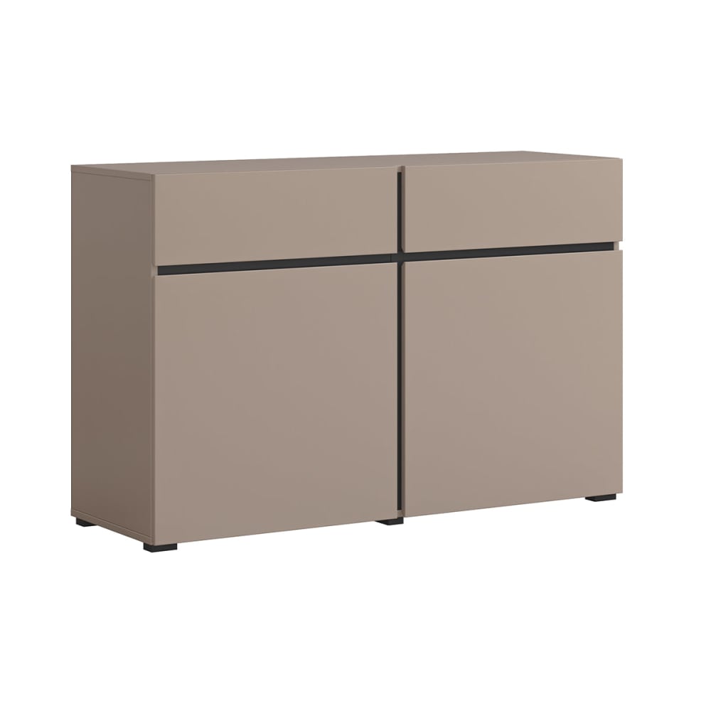 Petits meubles Sideboard 2 Türen 2 Schubladen Laminierte Platten Braun Braun Spanplatte