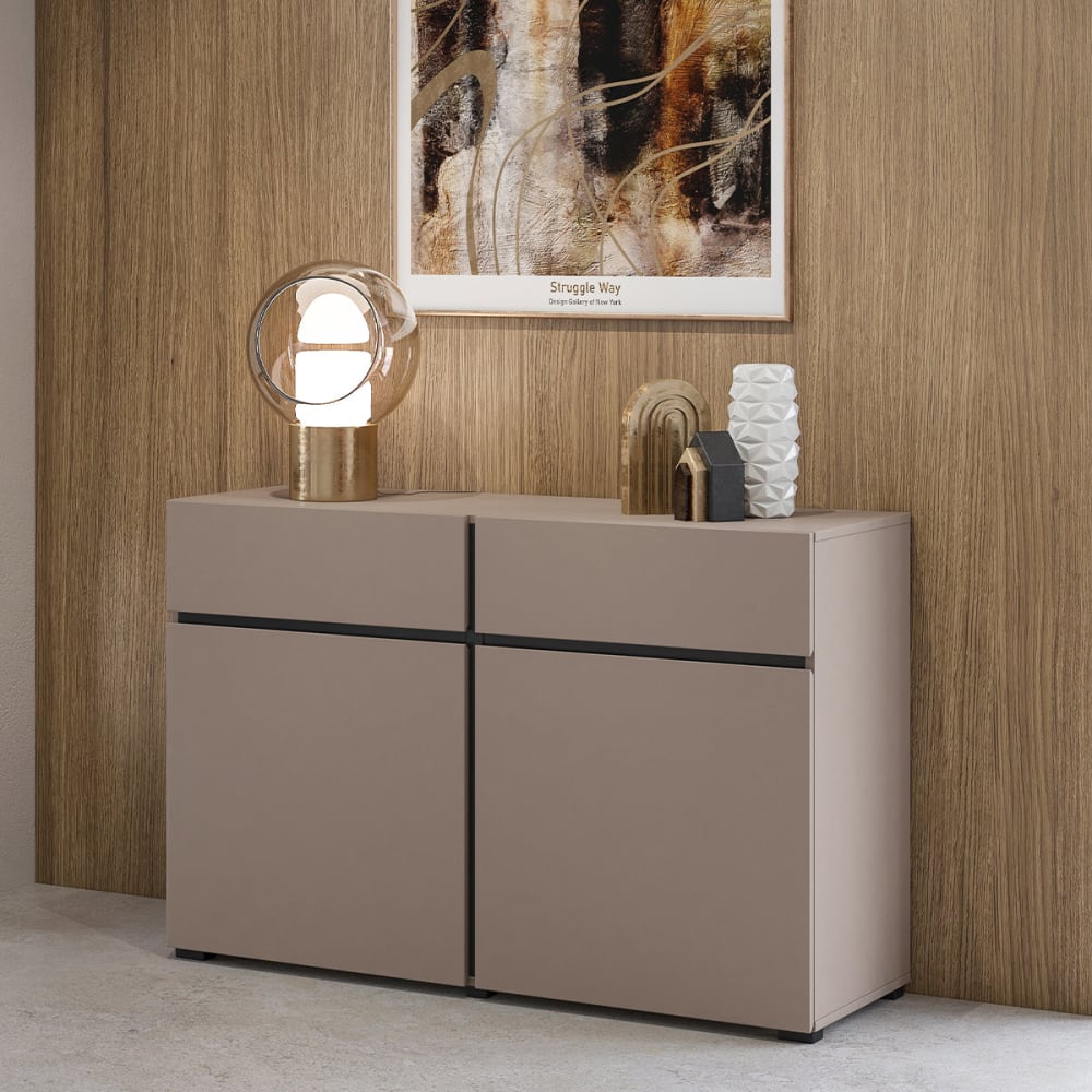 Buffet 2 portes 2 tiroirs panneaux stratifiés marron - Maisons du Monde