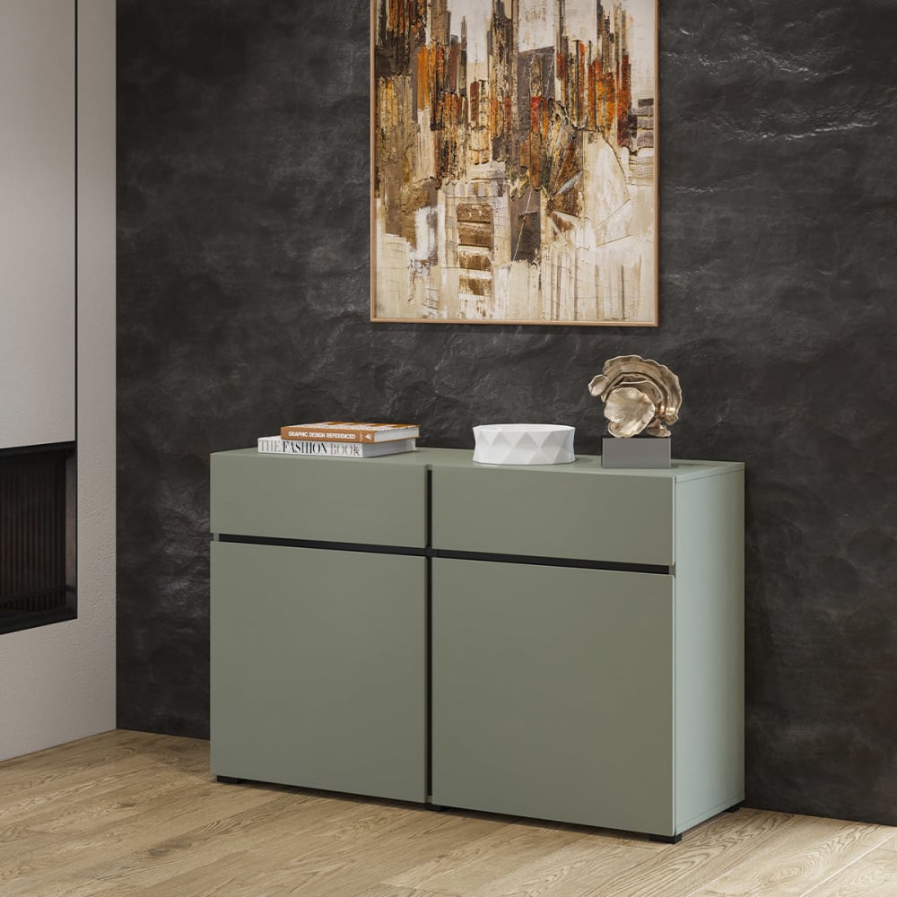 Sideboard 2 Türen 2 Schubladen Laminierte Platten Grün - Maisons