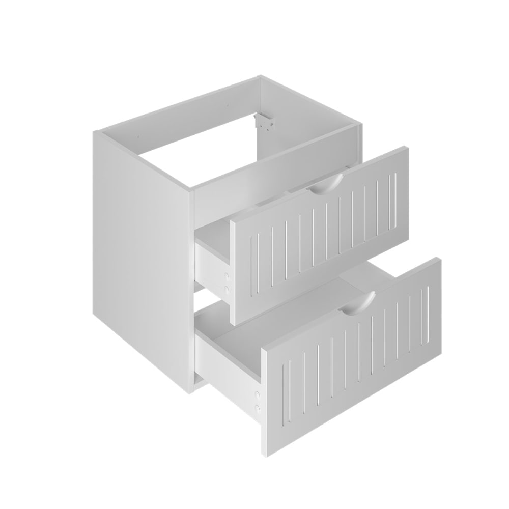 Meuble simple vasque encastrée 60cm panneaux mélaminé et mdf blanc - Maisons du Monde
