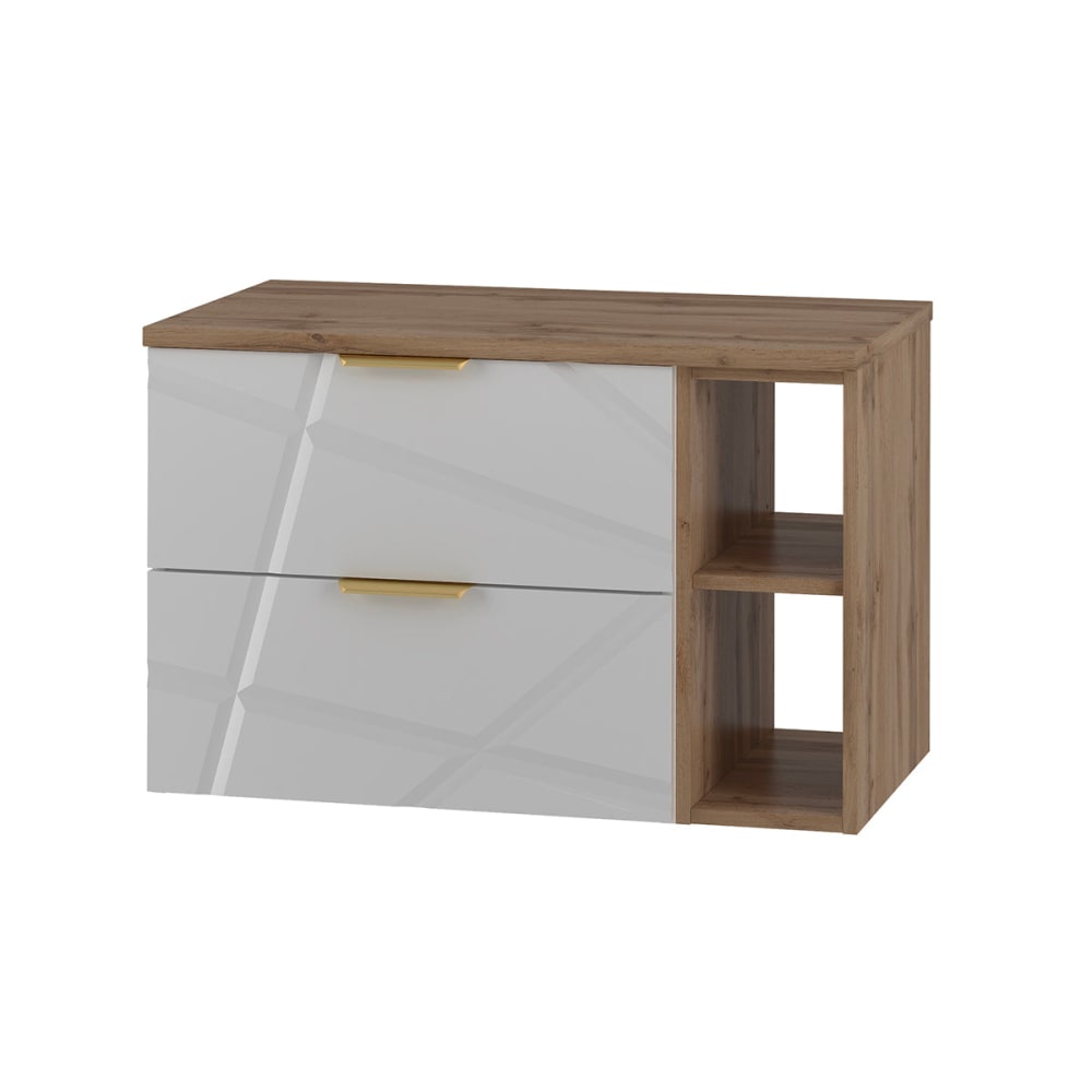 Petits meubles Waschtisch 80cm 2 Nischen Waschtisch Melamin Weiß Weiß Spanplatte