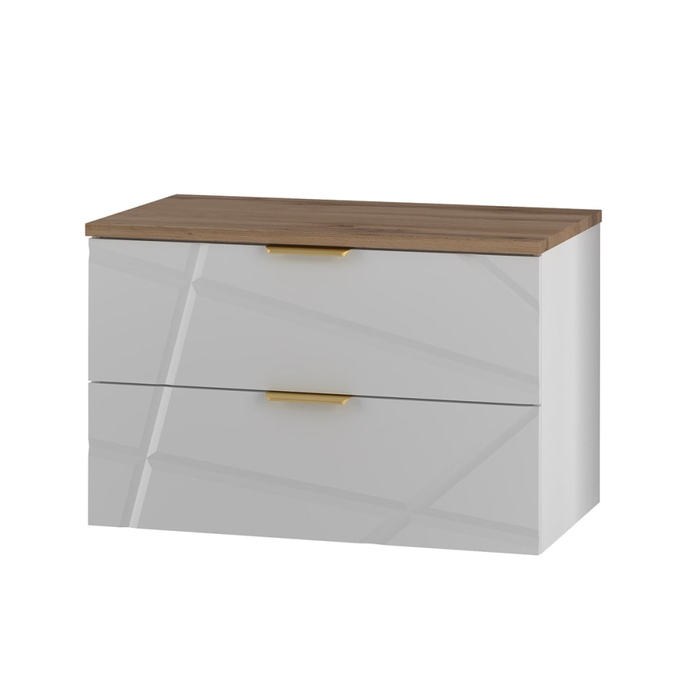 Petits meubles Waschbeckenunterschrank 80cm Melamin Weiß Weiß Spanplatte