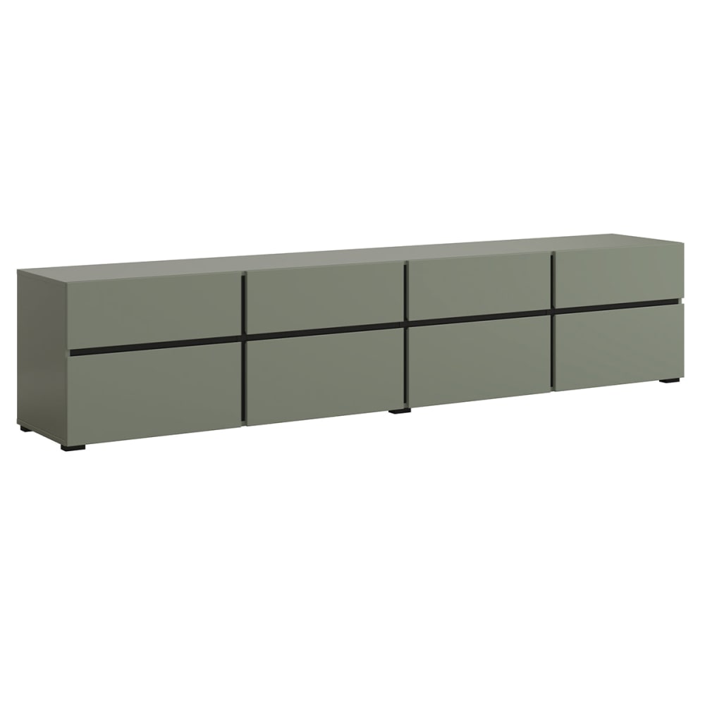 Meuble tv 4 portes 225 cm panneaux stratifiés vert