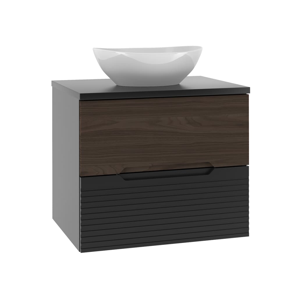 Meuble vasque stratifiés marron et noir